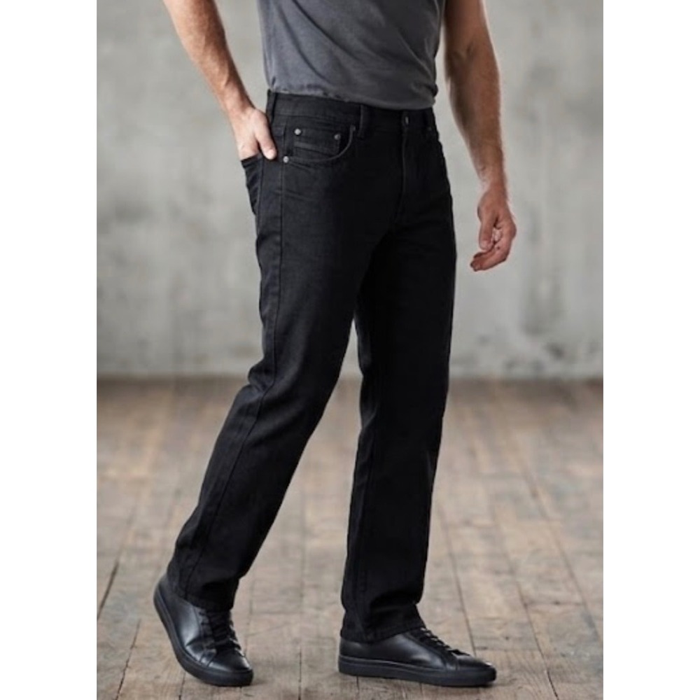 Steves Jeans Mens 34x32 Black Stretch Denim Straight Leg Pants 5-Pocket Classic